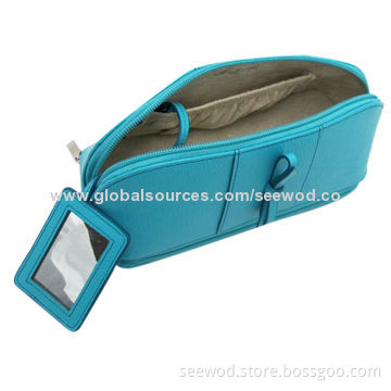 PU cosmetic case with hanging mirror